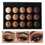 Nude Gold Eyeshadow Palette Natural Naked Smokey Warm Neutral 15 Shades, DE'LANCI Ultra-Blendable High Pigmented Matte Shi...