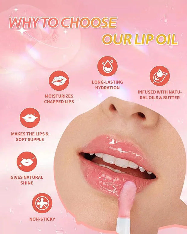 3Pcs Hydrating Lip Oil Set，Non-sticky Lip Oils Gloss Lip Balm Lip Care，Deeply Nourishing and Repairing Prevents Lips Chapp...