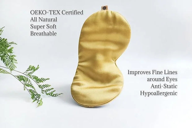 Premium Handcrafted 25 Momme Mulberry Silk Eye Mask for Sleeping (Golden Honey) - Product Image