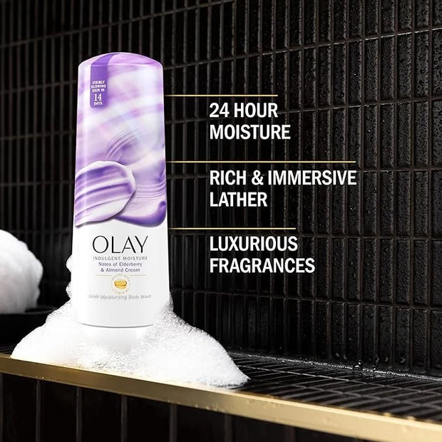 Olay Body Wash for Women, Indulgent Moisture, 24hr Moisturizing & Nourishing Formula, Infused with Vitamin B3 Complex, Lux...