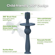 haakaa 360° Baby Toothbrush with Suction Base - Gentle Cleaning for Infant Self-Brushing Training, Food-Grade Silicone, Ad...