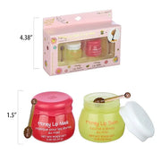 2pc Honey Lip Balm & Lip Mask Set -Simply Sweet Real Honey Jar w/Dipper Applicator Sticks | Safe and Non-Toxic Lip Gloss G...