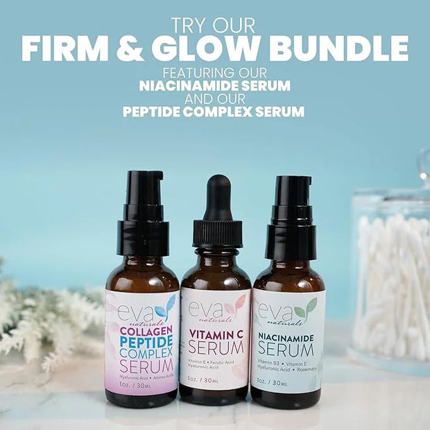 Eva Naturals Anti-Aging Serum Bundle - Vitamin C, Hyaluronic Acid, and Retinol | Face Serum Set for Skin Brightening, Hydr...