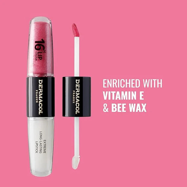 Dermacol NEW 16-Hour Lip Colour, Highly Pigmented Glossy Lip Stain, Two-Phase Lip Plumper Gloss, Kissproof Lip Makeup Prod...