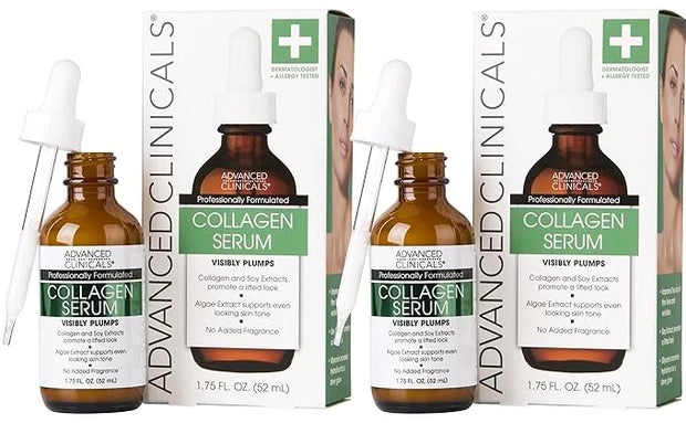 Advanced Clinicals Collagen Serum For Face | Visible Anti Aging Collagen Peptide Serum + Hyaluronic Acid Moisturizer Impro...