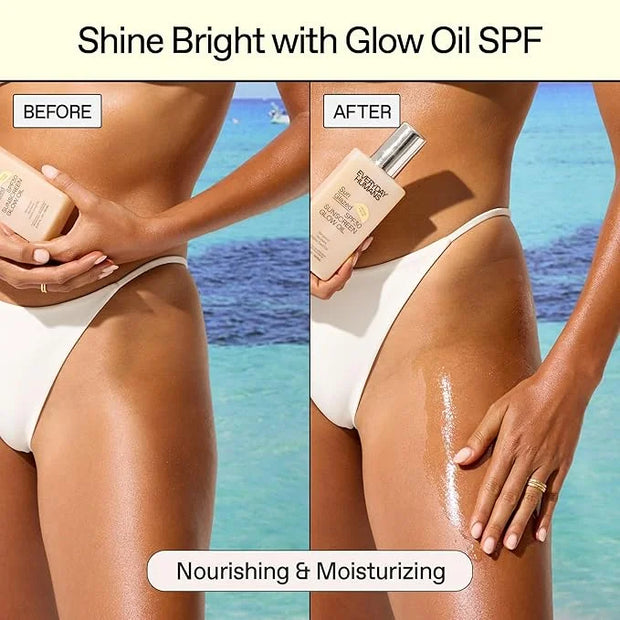 Everyday Humans SPF30 Sheer Body Glow Oil with Gold Mica | Sun Glazed Hydrating UV Protection Vegan Cruelty Free 5.1 Fl Oz...