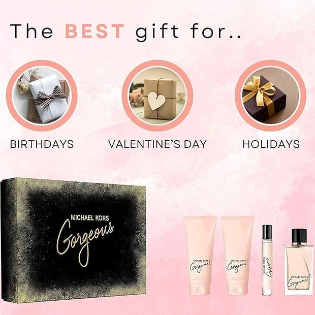 Gorgeous by Michael Kors for Women - 4 Pc Gift Set 3.4oz EDP Spray, 3.4oz Body Lotion, 3.4oz Shower Gel, 0.33 oz EDP Spray...