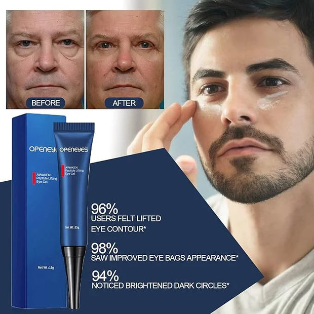 AKARY Awaken Peptide Depuffing Eye Gel, OPENEYES Lifts Firming Eye Tightener, Men's Moisturizing Eye Cream Hydrating Eye G...