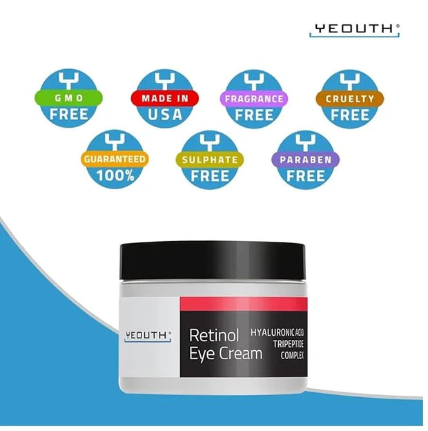 YEOUTH Retinol Eye Cream, Firming Under Eye Cream for Puffiness and Bags Under Eyes for Wrinkles and Dark Circles with Hya...