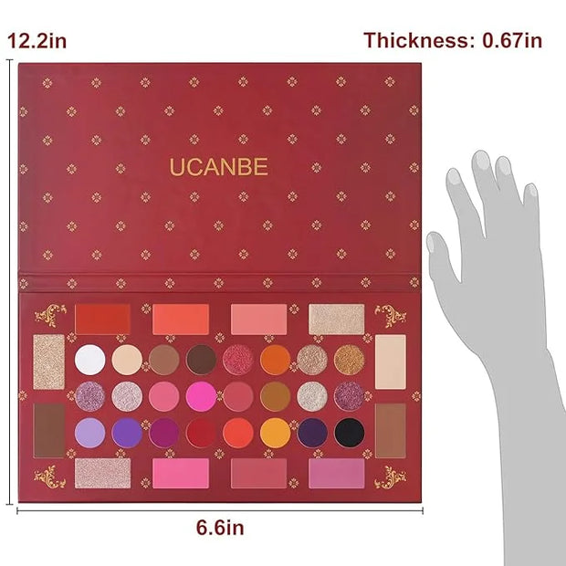 UCANBE Eyeshadow Makeup Palette, 36 Color Matte Shimmer Glitter Eye Shadow Highlighter Contour Blush Powder, High Pigmente...