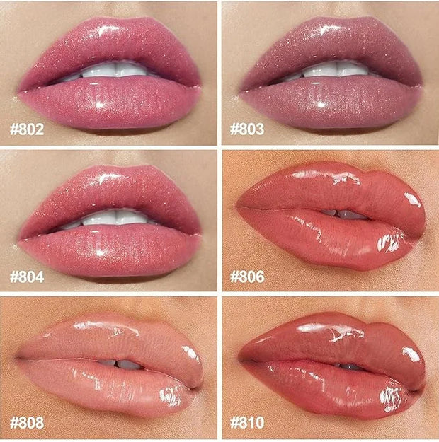 MAEPEOR Moisturizing Lipgloss Set 6PCS Smooth Shiny Lip Gloss Neutral Nude Nourishing Glossy Lipgloss for Women and Girls ...