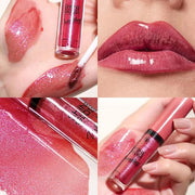 Red Lip Gloss Women Girls Plumping Lip Gloss Glitter Tinted Lip gloss Oil Plumper Hydrating Long Lasting Moisturizing Non ...