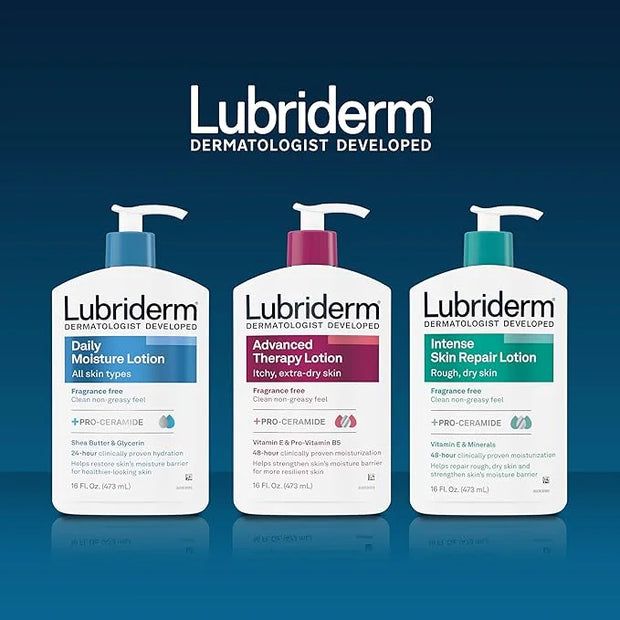 Lubriderm Advanced Therapy Fragrance-Free Moisturizing Lotion with Vitamins E and Pro-Vitamin B5, Intense Hydration for Ex...