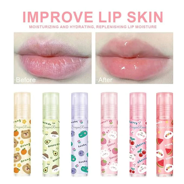 Lip Gloss Clear Jelly Lipstick Set, 6Pcs Roll On Lip Gloss Long Lasting Moisturizing Lip Balm Lip Glow Oil Nutritious Balm...