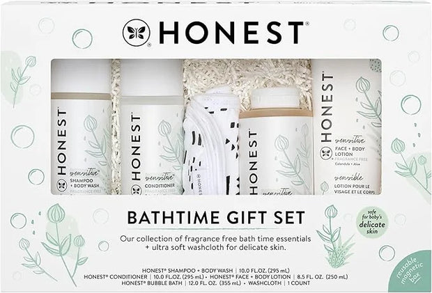 The Honest Company Fragrance Free Bathtime Gift Set | Hypoallergenic Bath Essentials for Sensitive Skin | Shampoo + Body W...