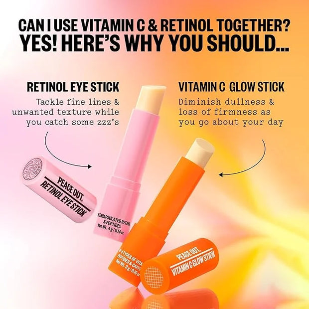 PEACE OUT Skincare Retinol Eye Stick, Daily Retinol Anti-Aging Under Eye Serum Balm, Helps Reduce Fine Lines and Dark Circ...