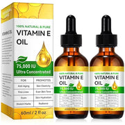 2PCS Natural Vitamin E Oil for Skin, 75,000 IU Ultra Concentrated Vitamin E Oil for Face, Hair and Scars, Moisturizing Dry...
