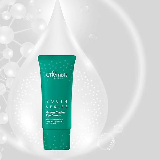 Skin Chemists Anti-Aging Eye Serum, 15ml - Green Caviar Extract & Matrikine Peptide 6 for Under Eye Wrinkle Reduction, Hyd...