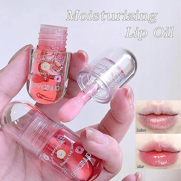 Non-Sticky Tinted Lip Gloss Oil Set,Moisturizing Lip Gloss,4Pcs Plumping Lip Oil,Fruity Lasting Nourishing Shiny Lip Oils ...