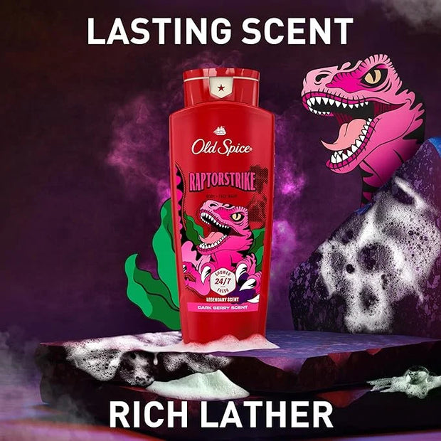 Old Spice Cleansing Body Wash for Men, 3X Defense, 24/7 Shower Fresh with Lasting Scent, 2-in-1 Body & Face Wash, Raptorst...