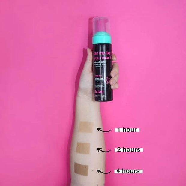 b.tan Dark Self Tanner Mousse | Tan Me Like You Mean It - Dark, 1 Hour Express Sunless Tanner Foam, Bronzing Glow, No Fake...