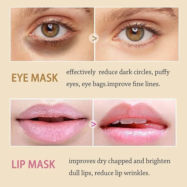 20 Pairs Lip Masks & Eye Masks, 24K Gold Gel Crystal Collagen Eye Pads, Moisturizing Lip Mask Crystal Pads, Under Eye Patc...