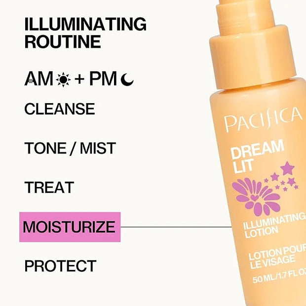 Pacifica Dreamlit Illuminating Facial Lotion – Vitamin C & Niacinamide Brightening Moisturizer for Radiant Glow - Natural ...