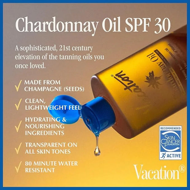 Vacation Chardonnay Oil SPF 30 + Air Freshener Bundle, Vegan Suntan Oil with Broad Spectrum SPF, Oxybenzone + Octinoxate F...