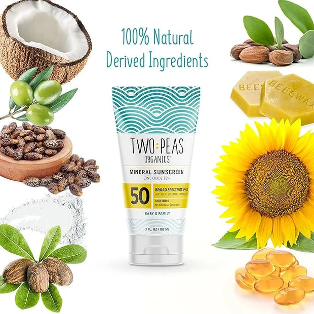 All Natural Organic SPF 50 Sunscreen Lotion - Coral Reef Safe - Baby, Kid & Family Friendly - Chemical Free Mineral Based ...