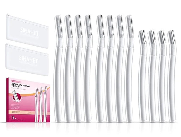 SINAHET Dermaplaning Tool (12 Count), Professional Face Razors for Women, Facial and Eyebrow Hair Removal, Gentle Skin Exf...
