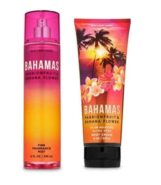 Bath and Body Works - Bahamas Passionfruit & Banana Flower - Fine Fragrance Mist and Ultra Shea Body Cream - Full Size –20...