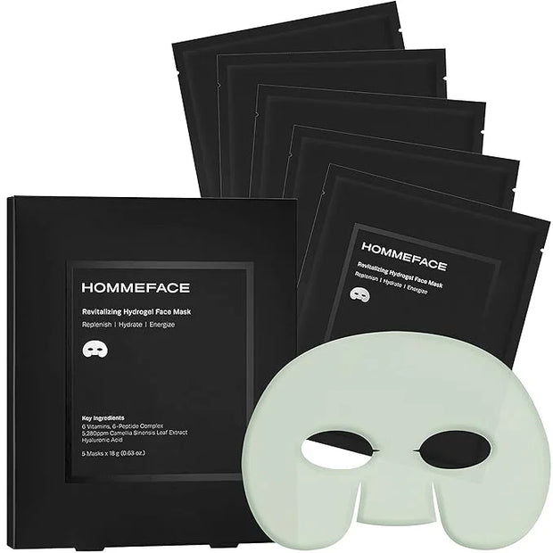 HOMMEFACE Men’s 2-Step Daily Skincare Kit + 5 Facial Sheet Mask Set Bundle - Product Image