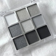 Black Smokey Eyeshadow Palette, 9 Colors Black Silver Gray White Goth Eyeshadow Makeup Palette, Waterproof Cool Toned Matt...
