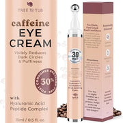 Tree to Tub Caffeine Eye Cream - Hydrating & Firming Under Eye Cream for Dark Circles, Eye Roller for Puffy Eyes, Reduces ...