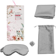 Satin Sleep Mask Set - Authentic Skin-Friendly Fabric Light-Blocking Sleeping Eye Mask with Adjustable Strap, Pillowcase, ...