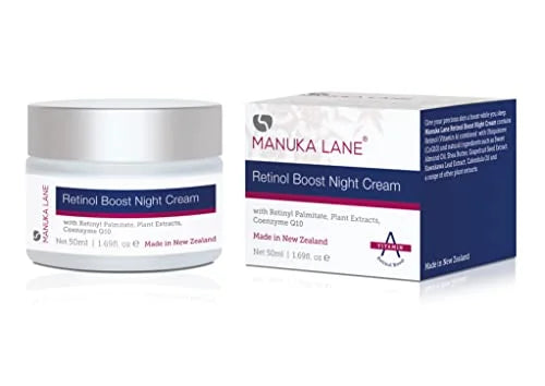 Retinol Boost Night Cream for Face and Neck with Sweet Almond Oil, CoQ10, Plant Extracts & Vitamin A | Plant Based Formula...