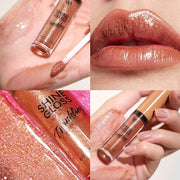 Brown Lip Gloss Women Girls Plumping Lip Gloss Glitter Tinted Lip gloss Oil Plumper Hydrating Long Lasting Moisturizing No...