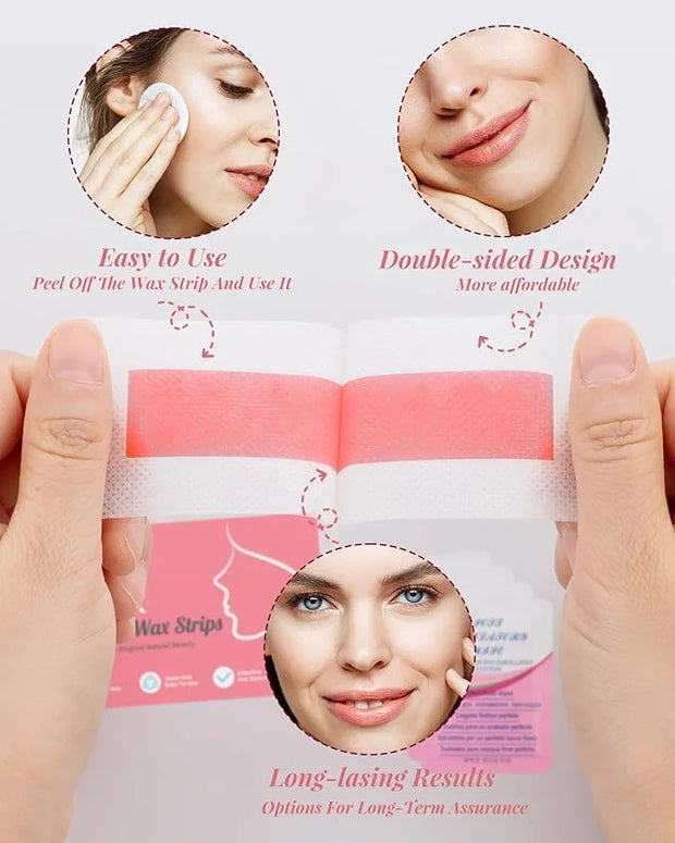 20PCS Facial Wax Strips for Hair Removal, Facial Hair Removal for Women, Waxing Kit for Women's Face, Bikini, Chest, Body,...