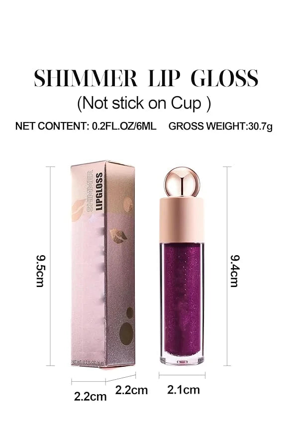 Shimmer Gloss Lipstick, Slicks Lip Gloss Diamond Shiny Pink Dark Red Purple Glitter Sparkly Glossy Shimmer Waterproof Girl...