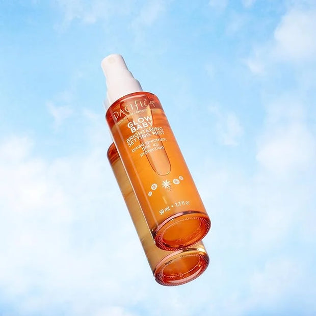 Pacifica Beauty Glow Baby Brightening Setting Mist, Broad Spectrum SPF 45, Makeup Setting Spray, UVA/UVB Protection, Blue ...