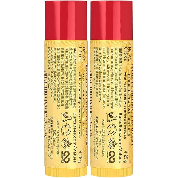 Burt's Bees Lip Balm - Strawberry, Lip Moisturizer With Responsibly Sourced Beeswax, Tint-Free, Natural Origin Conditionin...