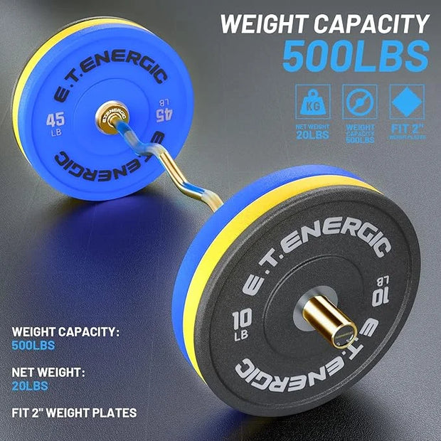 47" Olympic EZ Curl Bar 500-lbs Capacity Steel 2" Barbell - Product Image