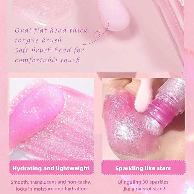 Magic Color Changing Moisturizing Lip Glow Oil - Big Brush Plumping Glimmer Lipstick, Fresh Texture, Hydrating, Non-Sticky...