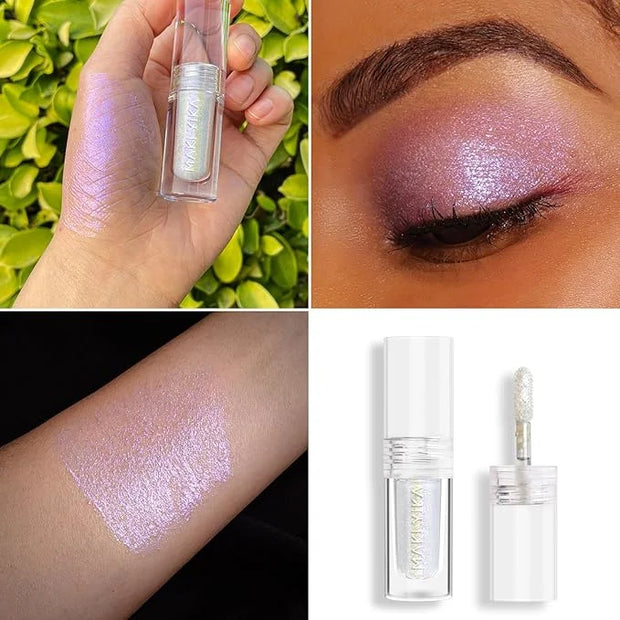MAKI YIKA Glitter Eyeshadow Silver Multichrome Eyeshadows Long Lasting, Metallic Chameleon Eye Shadow Smudgeproof Holograp...