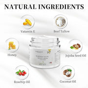 Grass-Fed Beef Tallow for Skin Made in USA, Absorbent, Soothing Tallow and Honey Balm, Smoother Beef Tallow for Face, Whip...