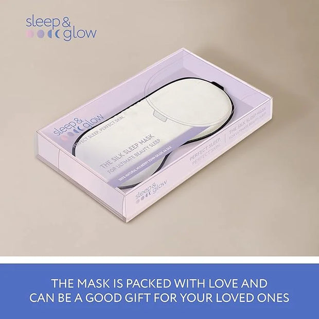 SLEEP & GLOW Silk Sleep Eye Mask Luxury Mulberry 22 Momme 100% Natural Triple Silk Blindfold with Adjustable Strap for Com...