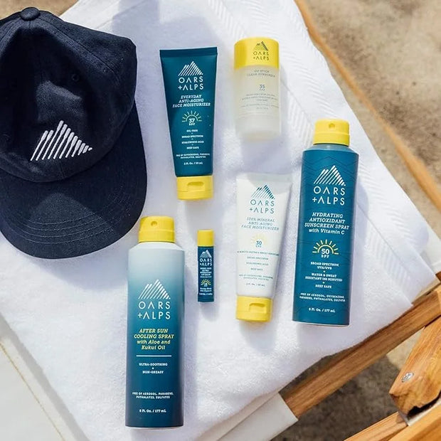 Oars + Alps Go Stick Clear SPF 35 Face Sunscreen, Skin Care Infused with Vitamin E and Antioxidants, Water and Sweat Resis...