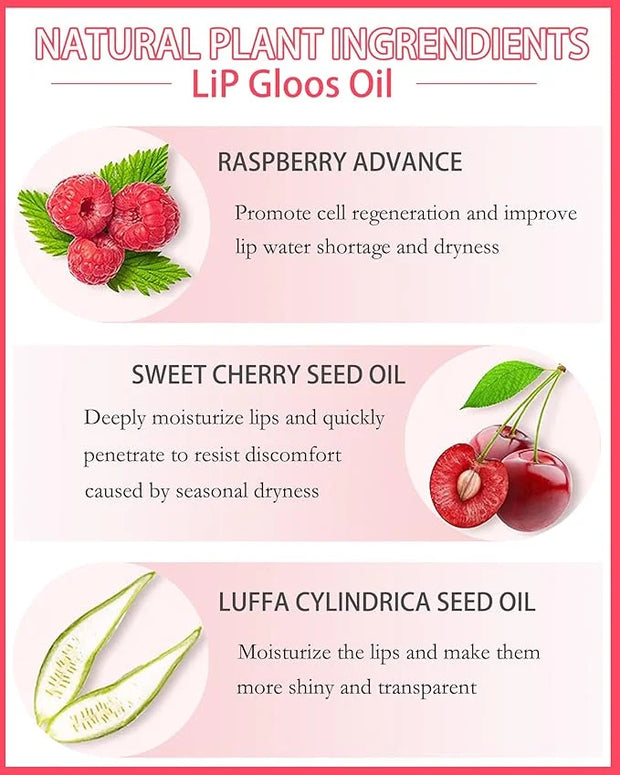 Plumping Lip Glow Oil,Hydrating Tinted Lip Oil Gloss,Transparent Toot Lip Oil Lipgloss,Long Lasting Moisturizing Glow Revi...