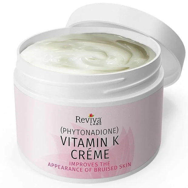 Reviva Labs Vitamin K Crème for Bruising, Under-Eye Dark Circles, and Wrinkles with Soybean Oil and Natural Fruit Extracts...