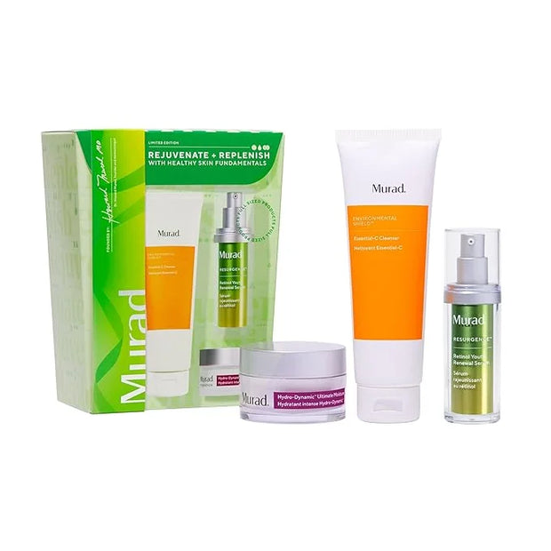 Murad Rejuvenate + Replenish w/ Healthy Skin - 3-Piece Full Sized Set ($213 Value) - Regimen for Total Skin Health - Ess-C...